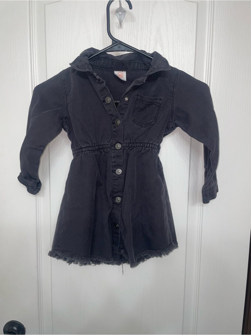 wonder nation Black Button-Front Hooded Jean Jacket Dress
